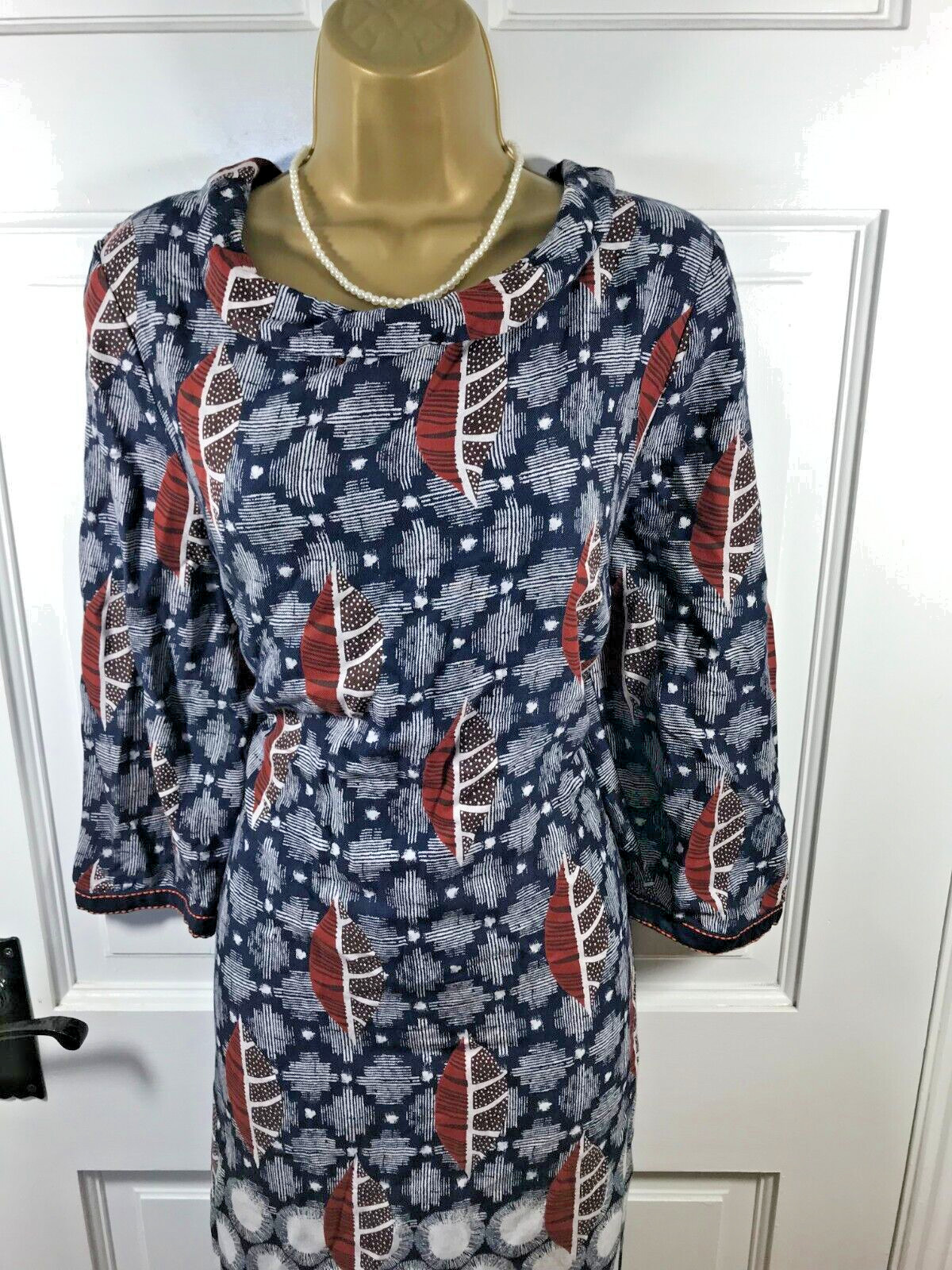 White Stuff Blue Patterned Tunic Style Lined Dres… - image 7