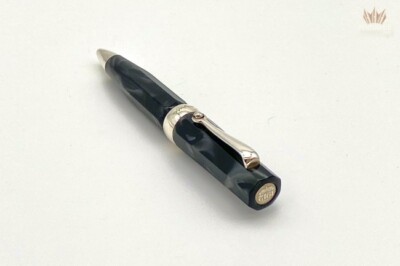 MONTEGRAPPA MICRA CHARCOAL BLACK WITH STERLING SILVER BALL POINT PEN GORGEOUS !!