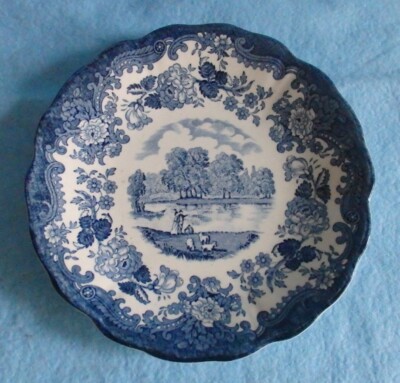 Avon Scenes, Palissy, 1 Unterteller, Schale, blau,  A Royal Worcester 1790 