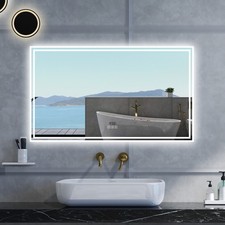 140/160cm specchio da bagno con LED,antinebbia,Bluetooth,orologio,dimmerabile