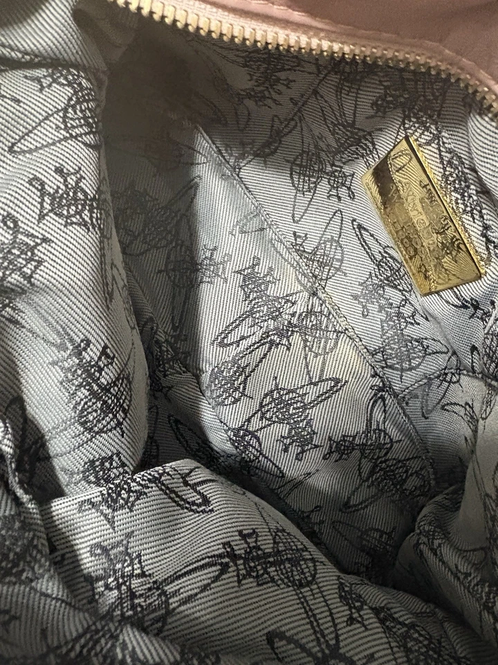 Vivienne Westwood Pink Quilted Leather Shoulder Bag with Chain Strap - Image 4 of 4