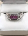 Vintage D'Joy  3 Stone Ruby &  Sterling Silver Mens/ Womens Ring Size 12