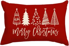RABUSOFA Christmas Pillow Covers 12x20 Inch,Merry 20 x 12 (Pack of 1), Red 