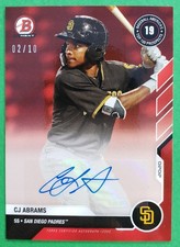 CJ ABRAMS 2021 Bowman Next BB America's *RED* TOP 100 PROSPECTS AUTOGRAPH 2/10