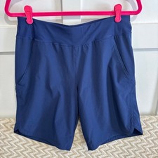 Lands’ End Women’s Quick Dry Elastic Waist Board Swim Cover Up Shorts Blue Sz 8