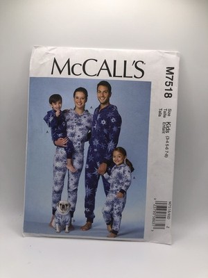  MCCALLS 7518 Sewing Pattern Kids Hooded Jumpsuit And Dog Coat Sizes 3 8 New