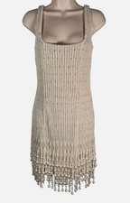 Mac Duggal Women's White Pearl Beaded Square Neck Mini Dress Size 2