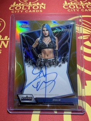 2026 Topps Chrome WWE Giulia Blue Brand Auto Gold Refractor /50