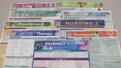 Lot of 9 Quick Study Academic Medical X-ray Tech Nursing Phlebotomy Sonography
