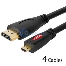 4x 6FT Micro HDMI to HDMI Male Adapter Converter Cable Droid EVO HTC 4G 1080P