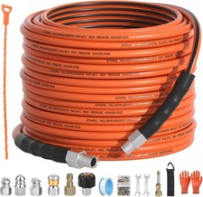 Sewer Jetter Kit for Pressure Washer 100FT,5800psi Drain Cleaner Hose 1/4 Inc...