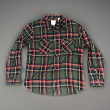 Levis Mens Medium Western Relaxed Fit Flannel Long Sleeve Shirt Red Green NEW