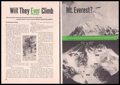 Will They Ever Climb Mt. Everest? 1952 article Raymond Lambert Swiss Expedition