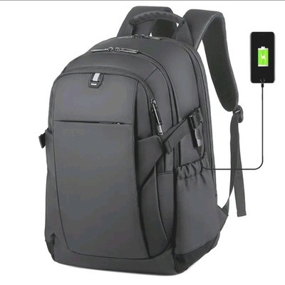 Men Women Backpack Travel Business  School Laptop Bag W/ USB Charging Port-Black