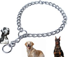 Metal Chain Collar, Martingale Training Collar for Medium Dogs 18-inch Silver