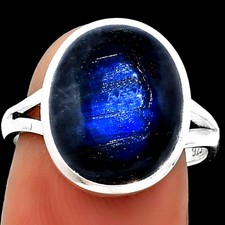 Blue Fire Labradorite - Madagascar 925 Sterling Silver Ring s.7.5 Jewelry R-1005