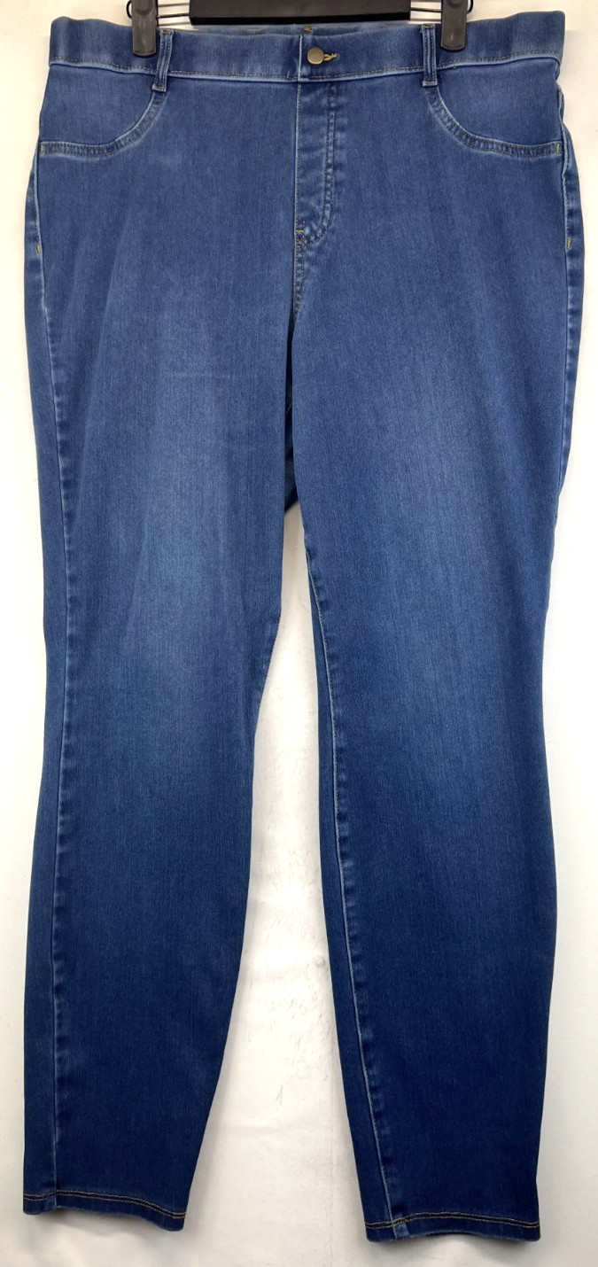 Time and Tru Pull On Jeans - Womens XL - Blue - High Rise - HOLE (5326)