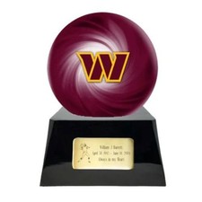 Large/Adult 200 Cubic Inch Washington Redskins Metal Ball on Cremation Urn Base