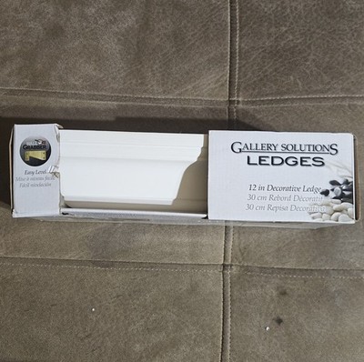 Gallery Solutions 12  Decorative Wall Ledge Shelf White w/ Box Easy Install