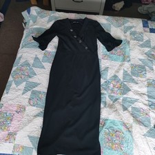 Boohoo Black Mid Sleeve Dress With Button Detail Size 12