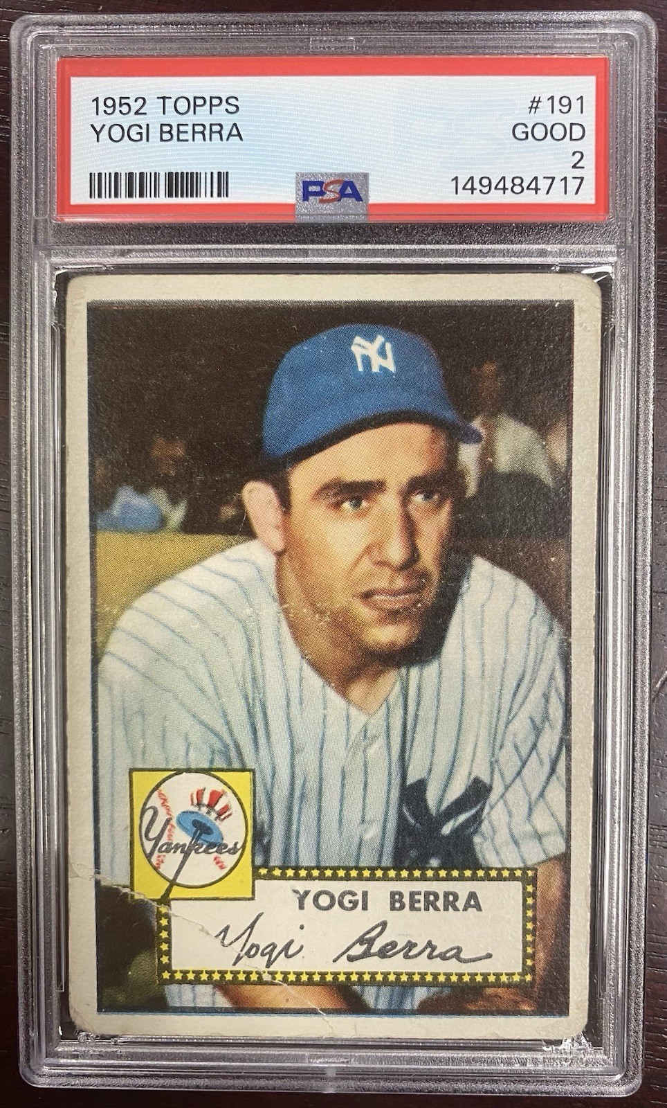 1952 Topps Yogi Berra #191 -- PSA 2 GD -- N.Y. Yankees HOF view 1