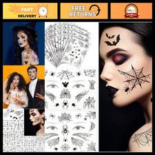 36 Sheets Halloween Spider Web Face Tattoos - Temporary Body Stickers for Partie