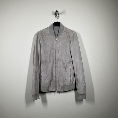 Herren All Saints Kemble Wildleder Ziegenleder Bomberjacke Größe XS