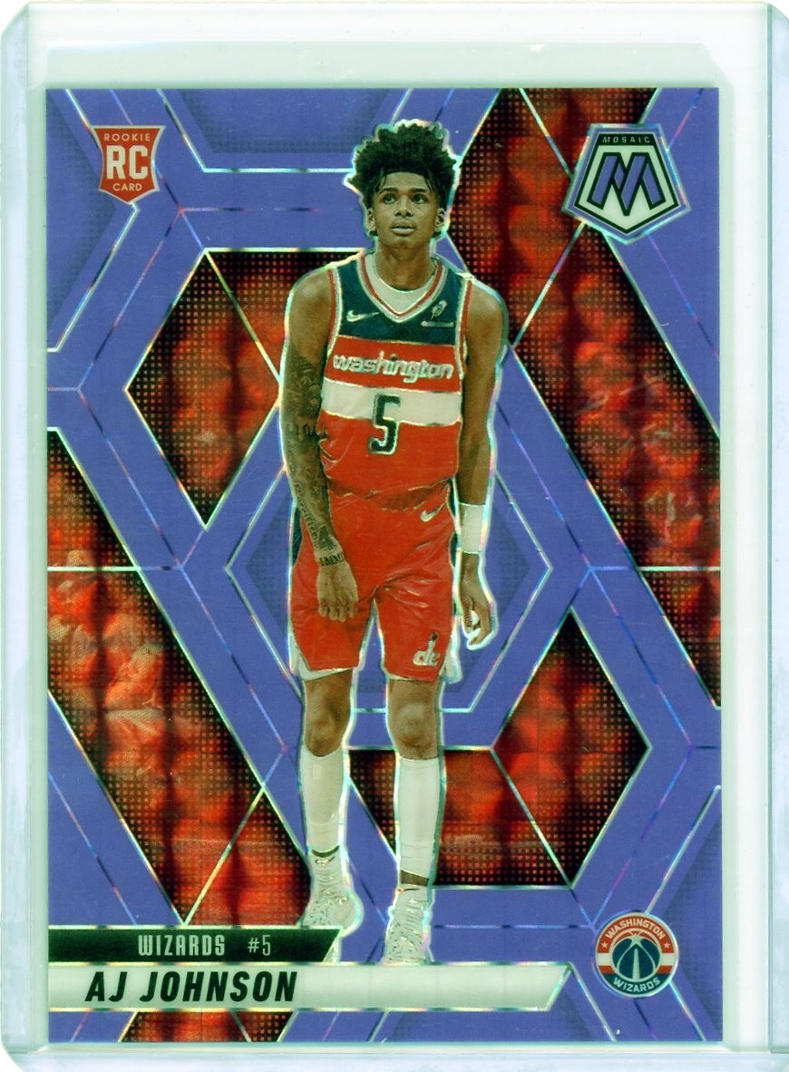 2024-25 Panini Mosaic Rookie AJ Johnson #215 Fluorescent Purple Mosaic /249