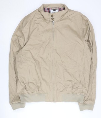 Topman Herren Beige XL Bomberjacke Baumwolle Freizeit Reißverschluss Stehkragen