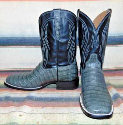 Mens Rujo The Rosco Gray Caiman / Black Leather Cowboy Boots 12 D New in Box
