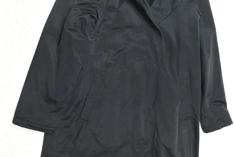 Chaqueta Eileen Fisher para mujer mediana negra manga larga capucha forrada de vellón a presión Foto 4 de 4