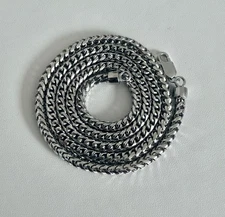 Sterling Silver .925 Fancy Round Franco Chain Necklace 26" Italy