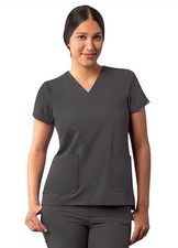 Adar Addition Women's Modern V-Neck Scrub Top Medical Nurse Dental Uniform Shirt
