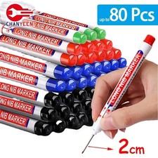 Deep Hole Marker Pen Set 4-80pcs Long Nib Waterproof Wood Metal Multi