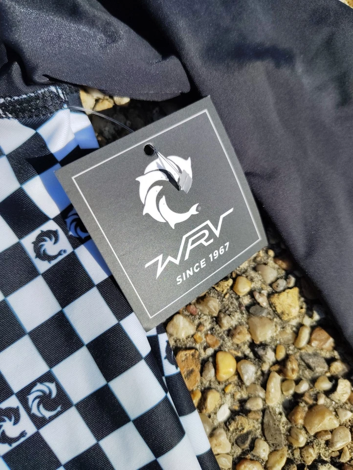 Traje de baño de surf grande para mujer WRV blanco y negro a cuadros Narly Dog graffiti nuevo con etiquetas Foto 3 de 4