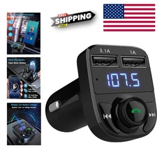 Car Bluetooth Transmitter FM Receiver with Microphone Support MP3 Playback Black