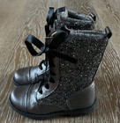 CLARYS Girls Glitter Lace-Ups Leather Boots In Pewter EURO 26/US 9.5 EUC — photo 3