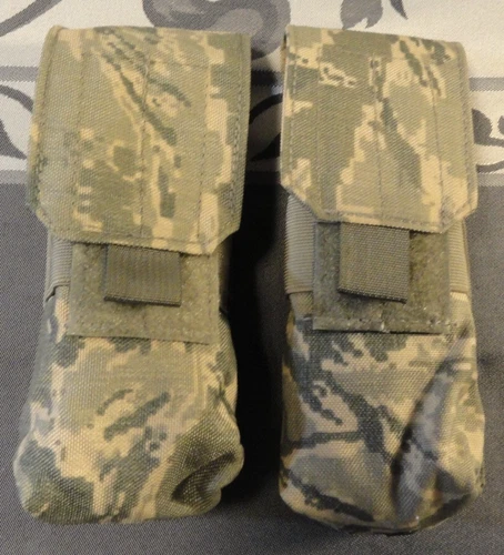 2 QTY ABU AIRMAN BATTLE DOUBLE MAGAZINE AMMO POUCH TIGER STRIPE CAMOUFLAGE USAF