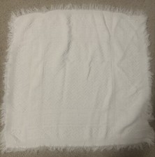 All Mine Vintage White Woven Acrylic Bears Baby Fringe Blanket