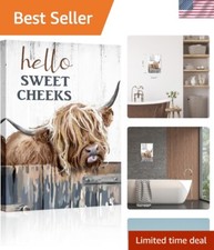 Durable Waterproof Highland Cow Bathroom Decor  Modern Rustic Canvas Wall Art