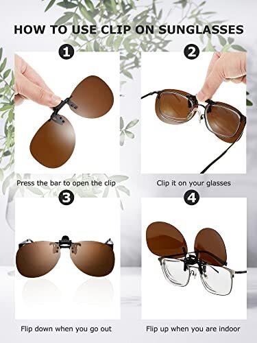 5 Pack Clip On Polarized Flip Up Sunglasses Night Driving Glasses for Women Men - Picture 6 of 7