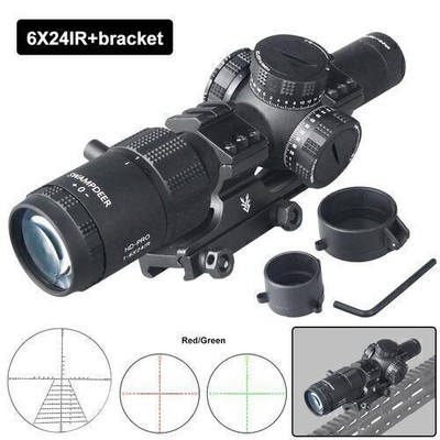 HD 1-6X24 IR Compact Riflescope Hunting Red/Green Illuminated Optic Sights 20mm