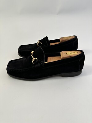 Gucci Black Leather Horsebit Slip on Loafers Size 43.5 EU 