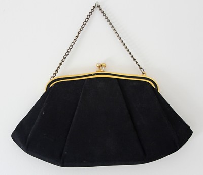 Vintage Black Small Medium Clutch Evening Prom Wedding Bag Purse Handbag  VGUC