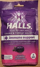 Halls Strawberry Elderberry Flavor Cough & Throat Relief Immune Support 8 ct.