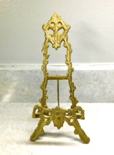 Vtg. brass picture easel Hollywood Regency ornate brass,plate,pic,mirror  stand