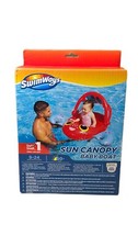 SwimWays Sun Canopy Baby Boat Step 1 Ages 9-24 Months Swimming, Crab Red
