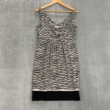 Basque Petite Women Dress 10 Black Oyster White Striped Blouson Party 2007