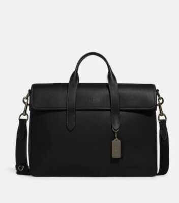 NWT Coach Sullivan Portfolio Brief In Black Pebble Leather C9875