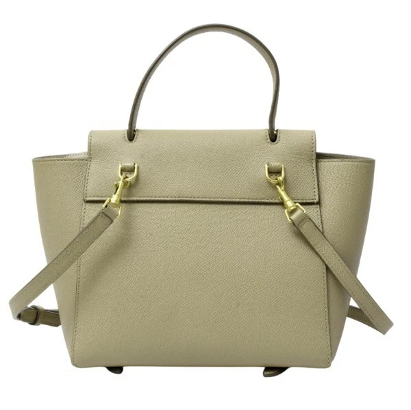 CELINE Borsa Cintura Nano 2WAY Borsa a Tracolla Beige Grana Pelle di Vitello Autentica